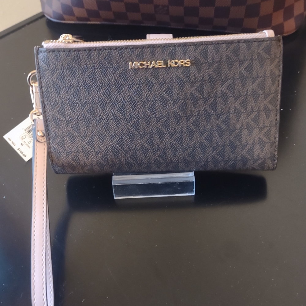 🩷🎉NWT Michael Kors Large Powder Blush Double Zip Jet Set Wallet/Wristlet🩷🎉